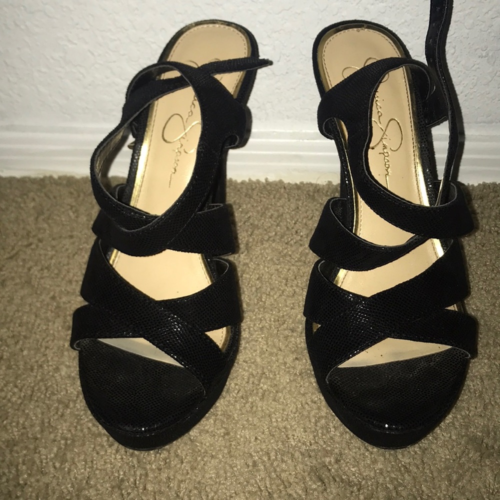 Black strappy heels